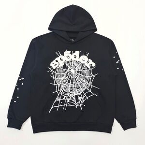 Wander Black Urban Streetwear Hoodie with Spider Web Design